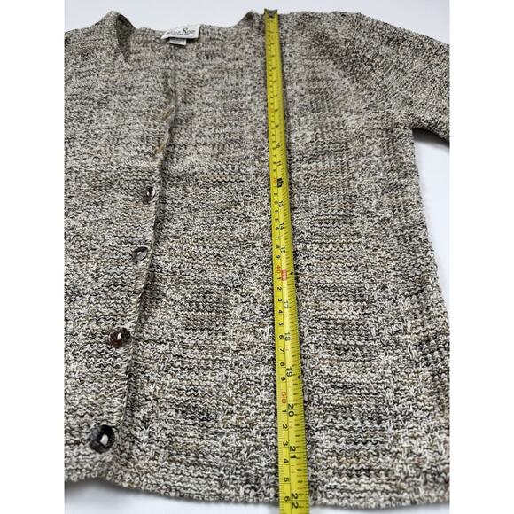 Reba Rose Cardigan Knit Beige Neutral Grandma Retro 90s Made in USA - Picture 7 of 12